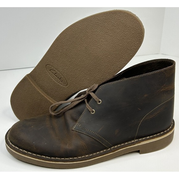 Clarks 26082286 Bushacre Brown Desert Leather Ankle Chukka Boots Men's Size 9 M - Picture 1 of 11